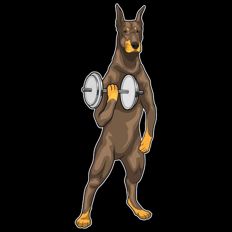 Bodybuilding Doberman avec haltères