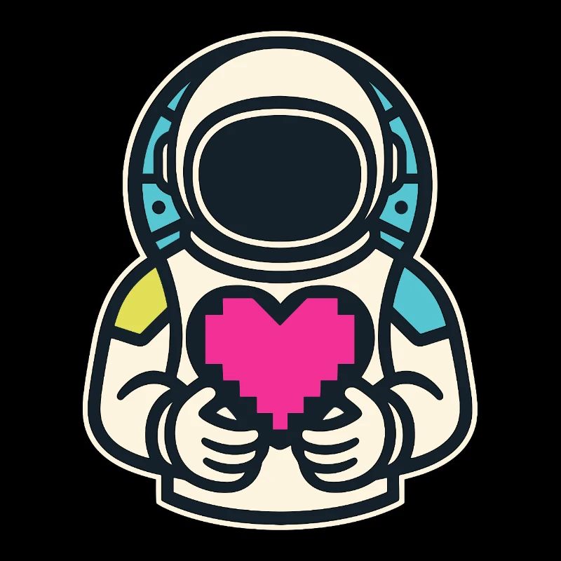 Astronaut mit Pixelherz