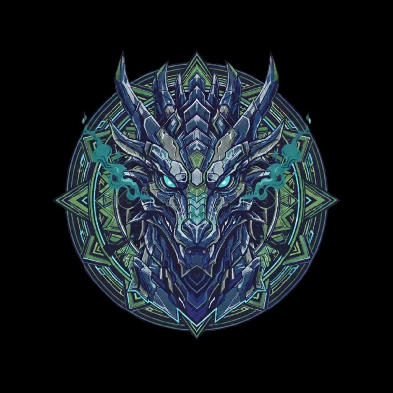 Blaugrünes Drachen - Mandala