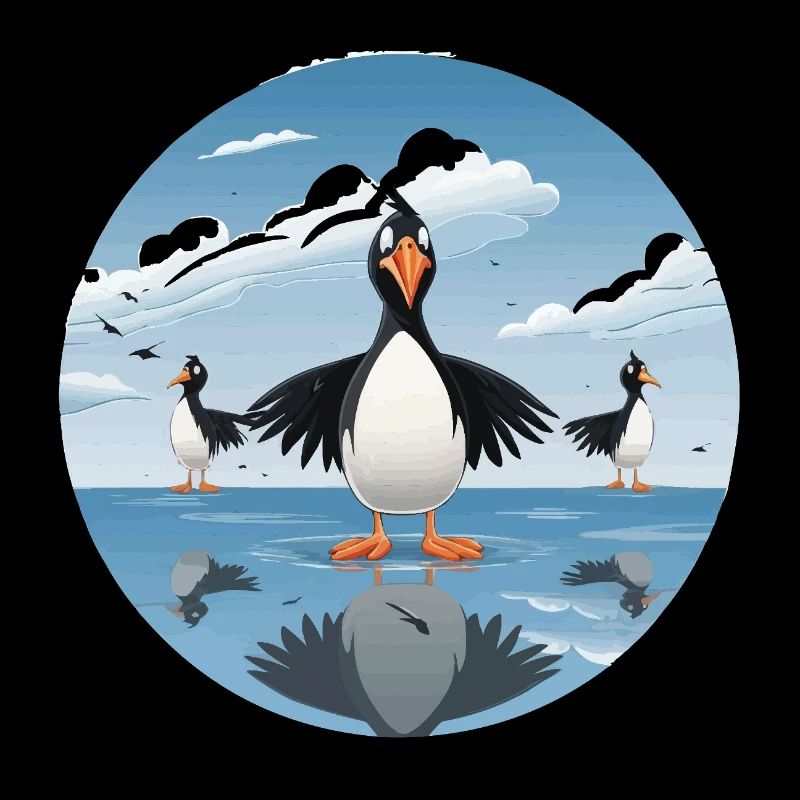 Pinguinenschar am Eissee