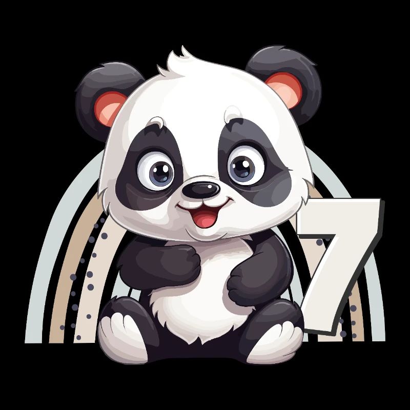 7e anniversaire Panda Bear Arc-en-ciel Doux Mignon