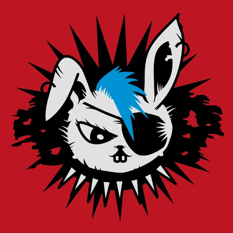 rabbit with an eye patch and a mohawk