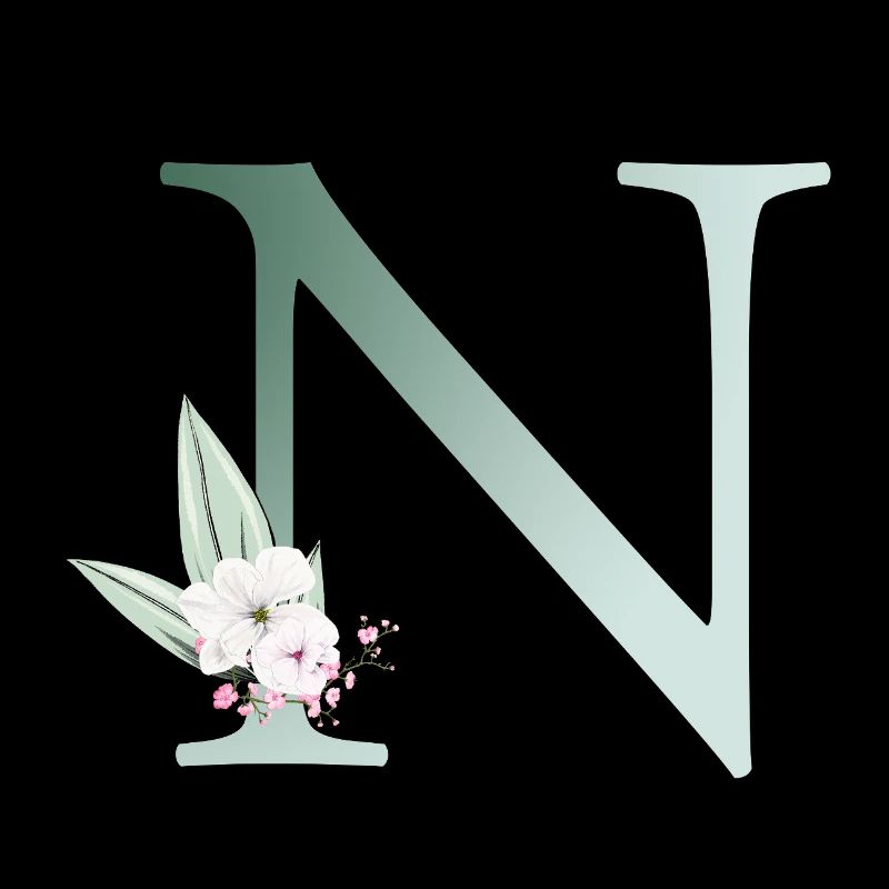 N Monogram, Floral, Personalizable
