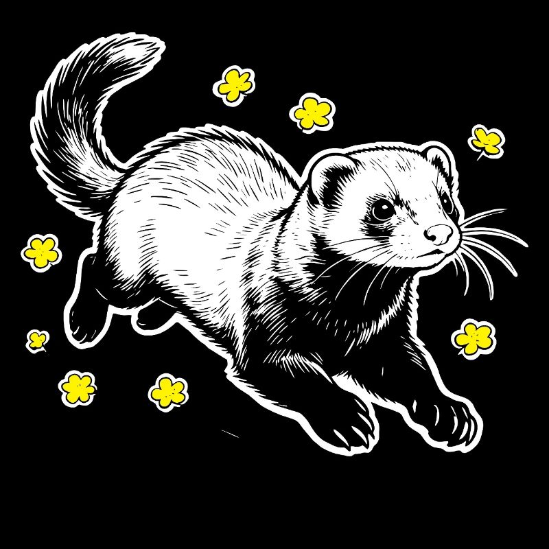 Frettchen in Blüten glitzern