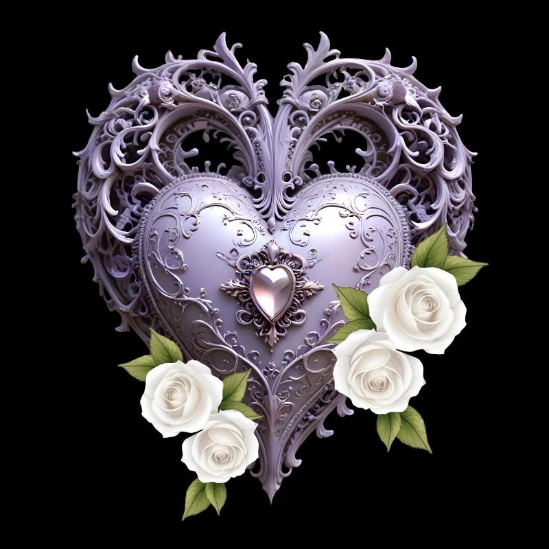 Coeur décoratif avec des roses blanches