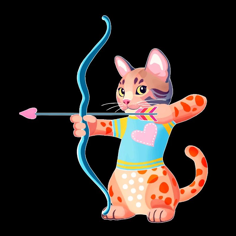 Chat Archer Coeur Bleu