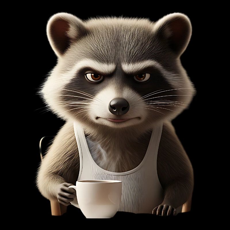 Grumpy Raccoon with Coffee – Morning Grouch Design