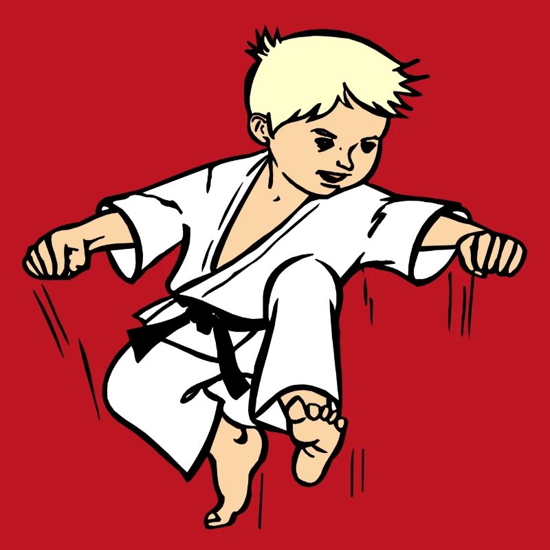 Karatekind oder Judokind mit schwarzem Gürtel