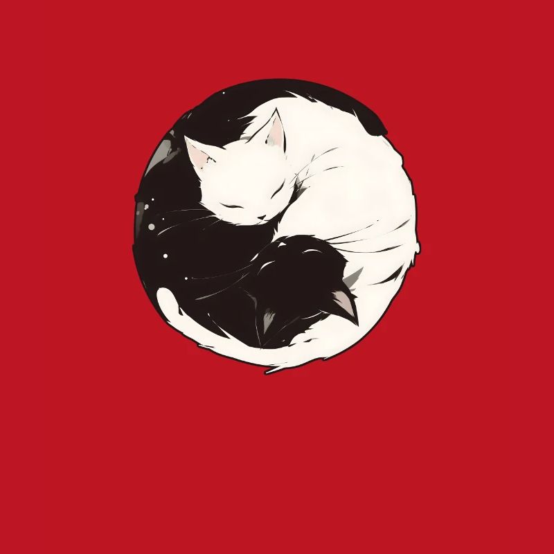 Yin et Yang bouddhisme graphique chats chat support