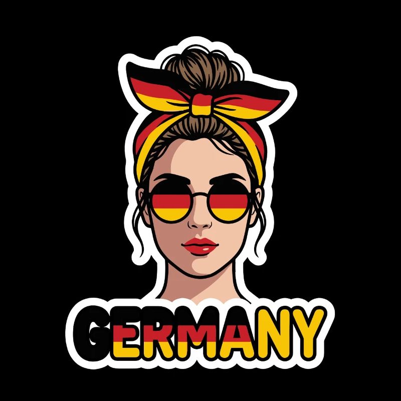 Fille allemande avec des lunettes de soleil drapeau