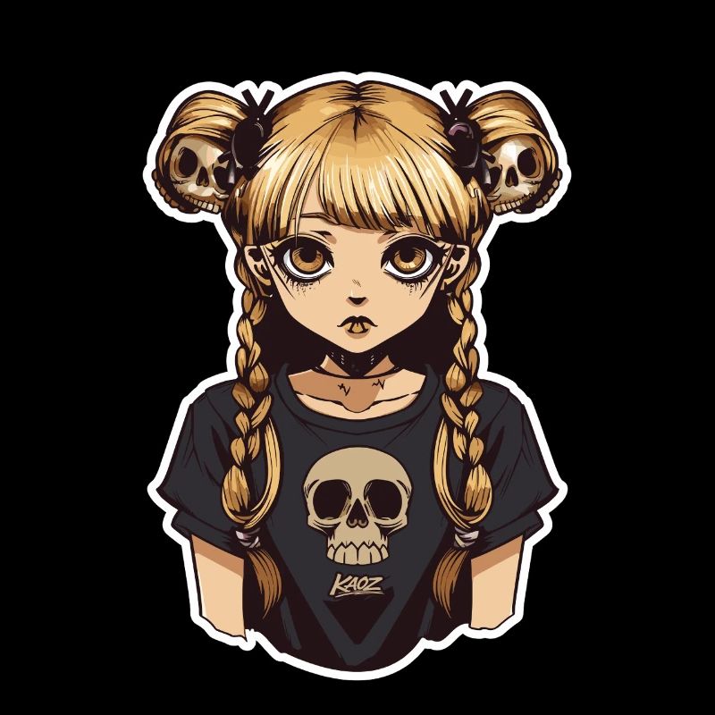 Skull Braid Goth Girl Tee