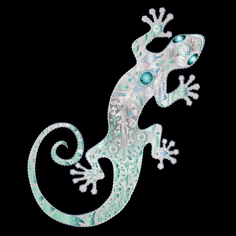 Ethno gecko d’argent et turquoise