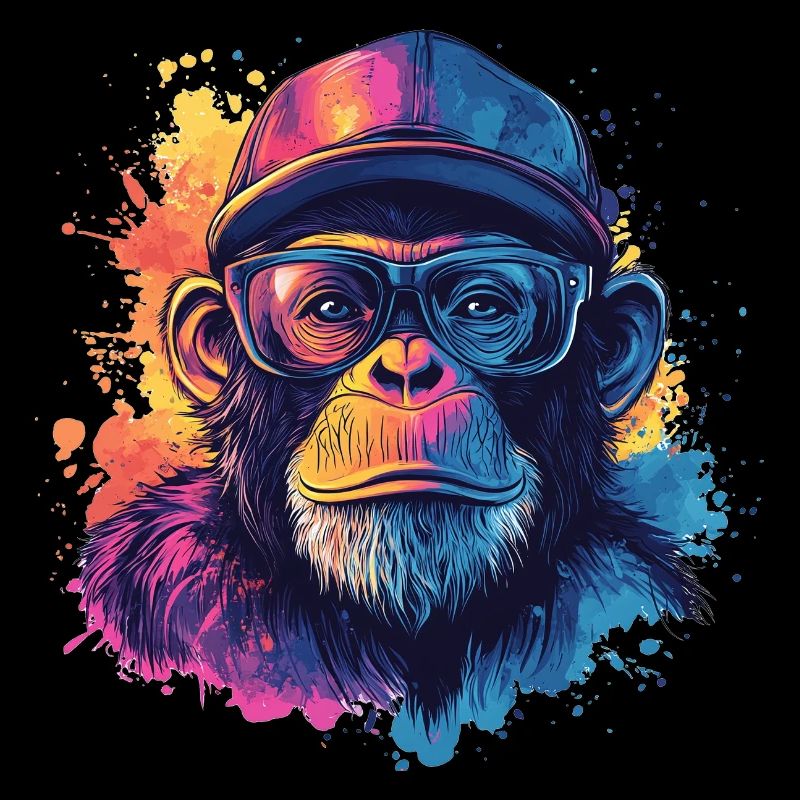 Aquarelle Hipster Singe