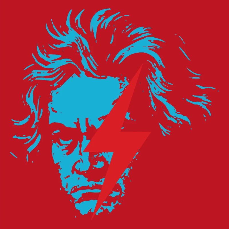 Visage bleu Beethoven avec éclair rouge