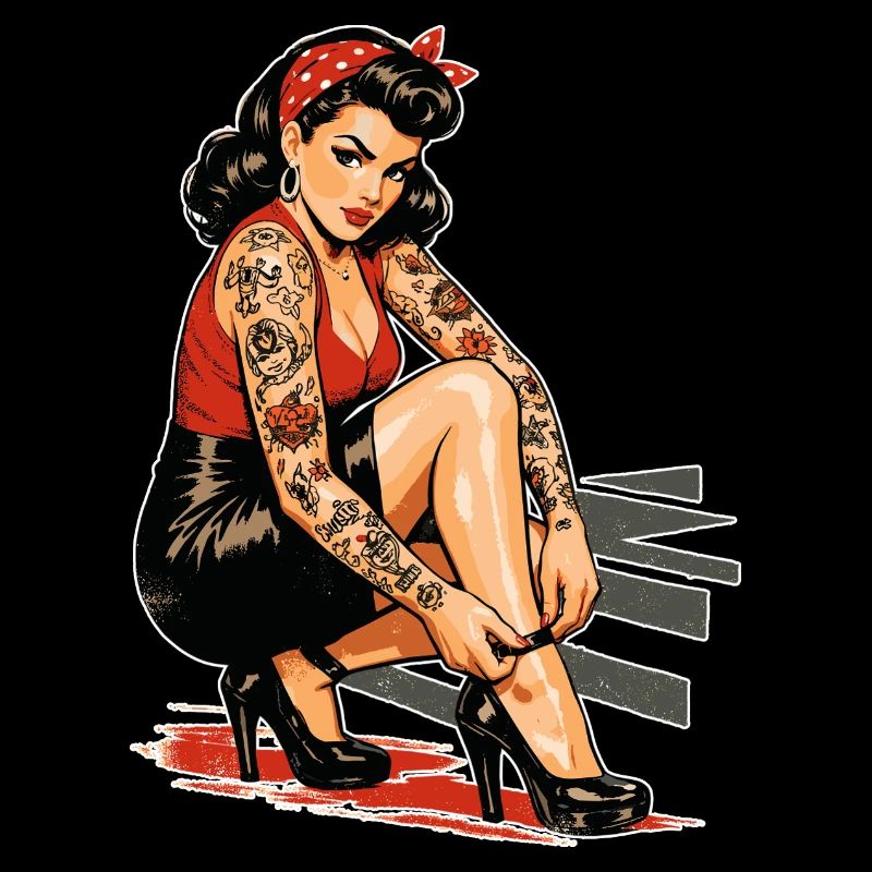 Tattoo Pin-Up: Retro Werbeprint & High Heels