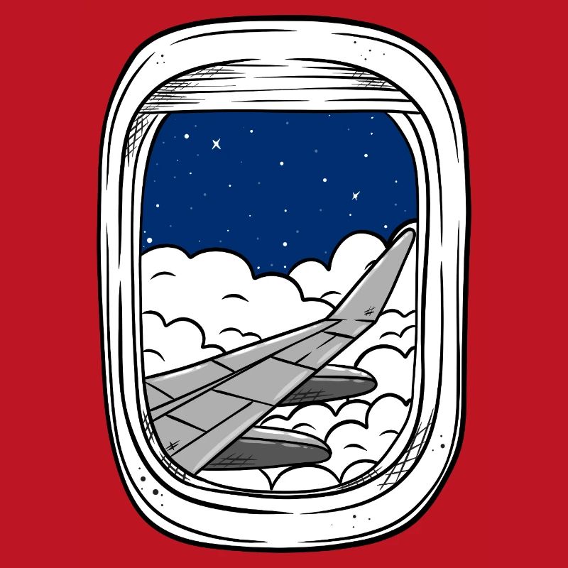 Night flight over cloud windows