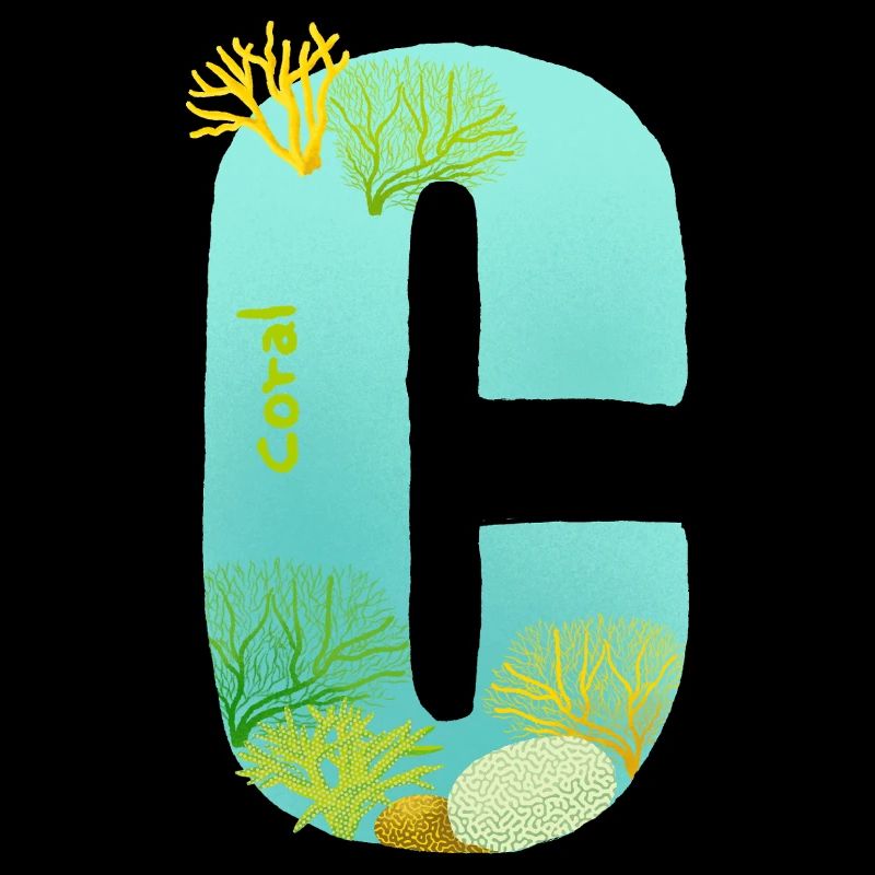 Récif de corail C lettre Design bleu vert Turquoise