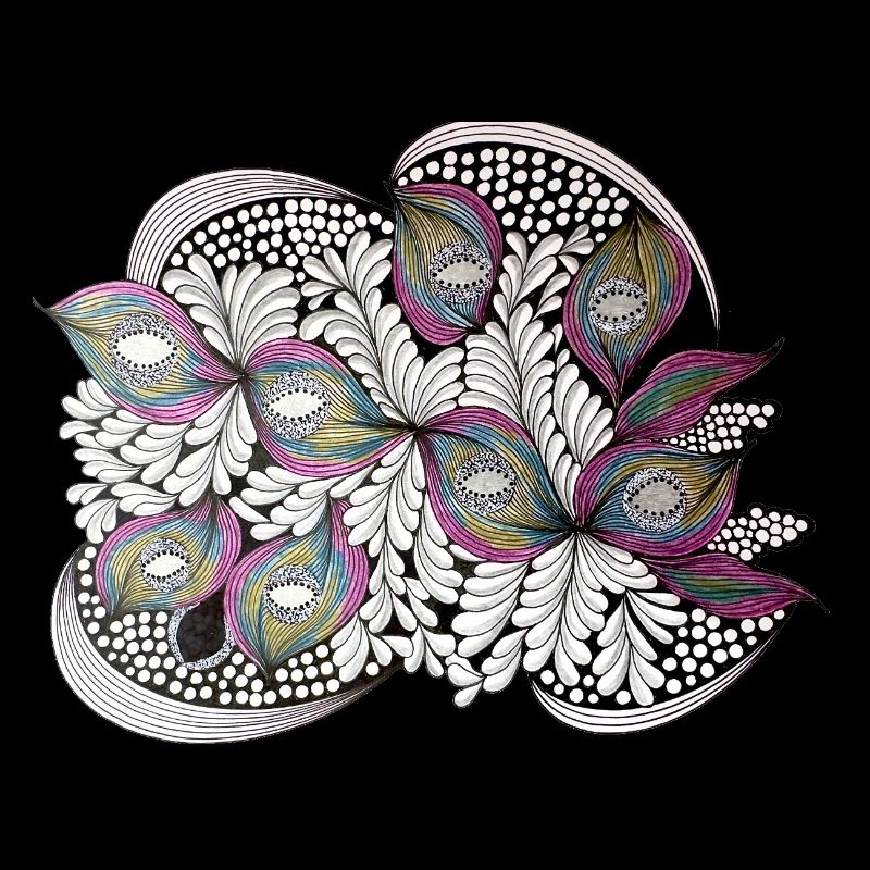 Peacock Feather Doodle Pattern