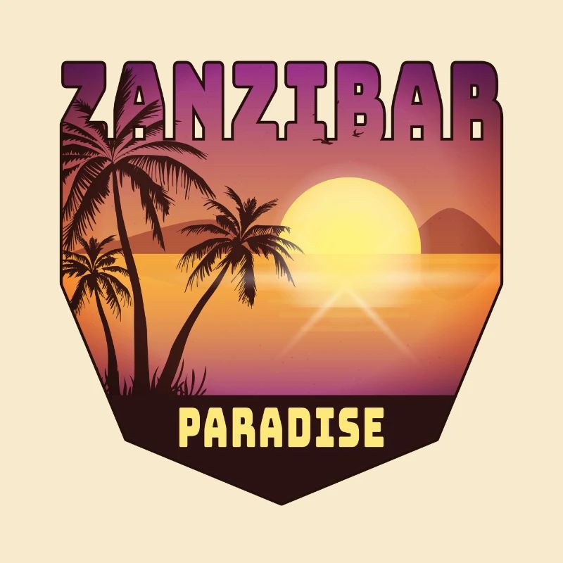 Zanzibar design with palm trees and sun / gift