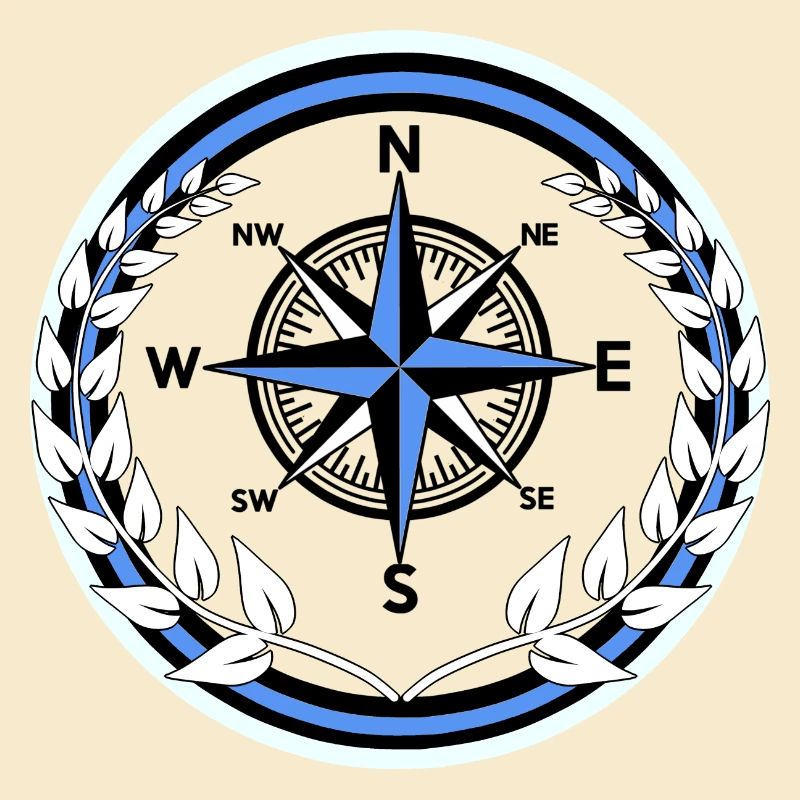 Compass Sailor Laurel Wreath Ahoy Maritime