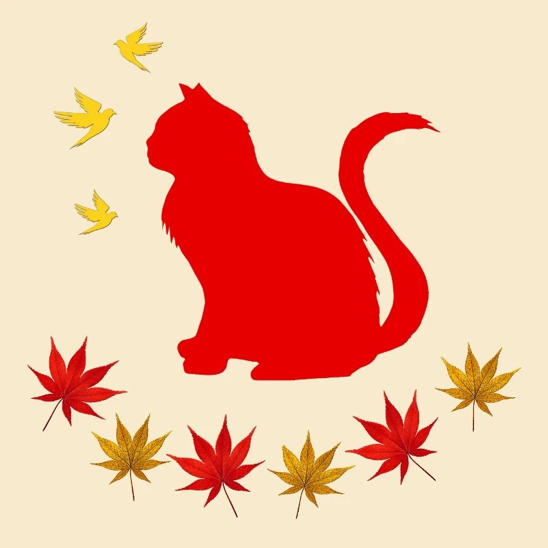 sitzende katze, herbstlich, pet prints