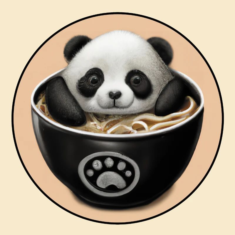 Bébé Panda Dans Un Bain De Ramen