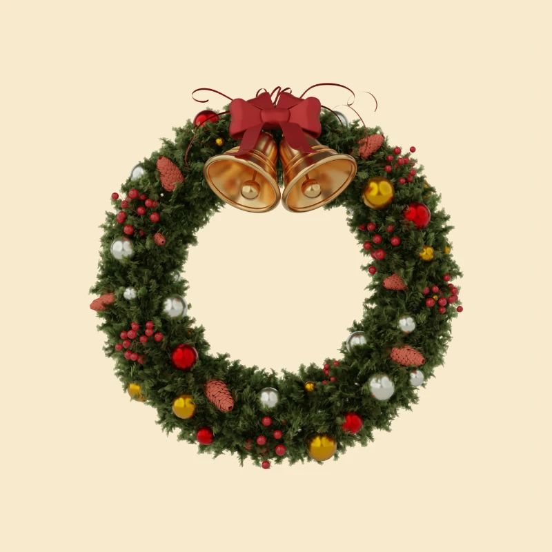 Weihnachtskranz mit Glocken und Schleife