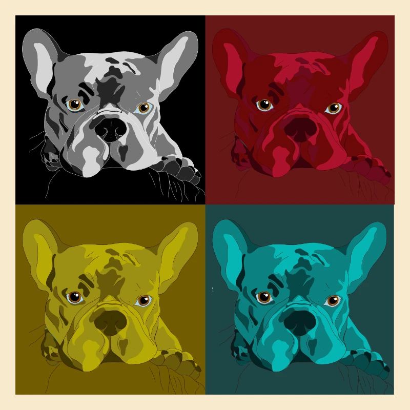 Frenchie Pop Art Vierfarb Design