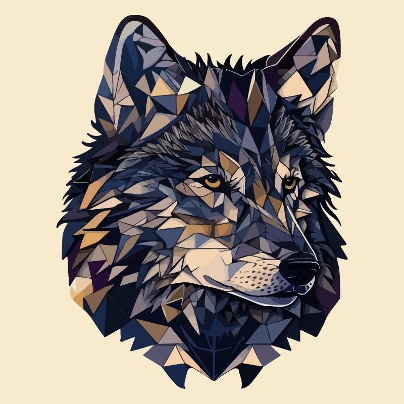 Stilisierter, geometrischer Wolf