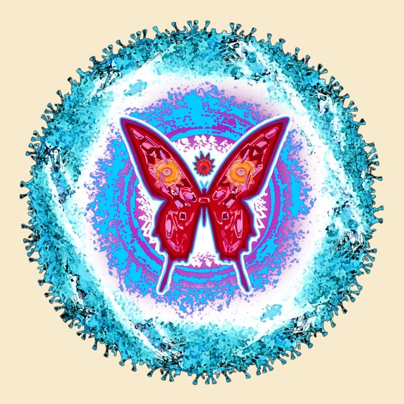 Glowing butterfly with mental pattern