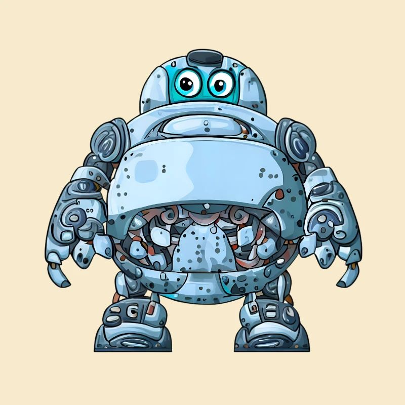 Robot de dessin animé bleu avec casque