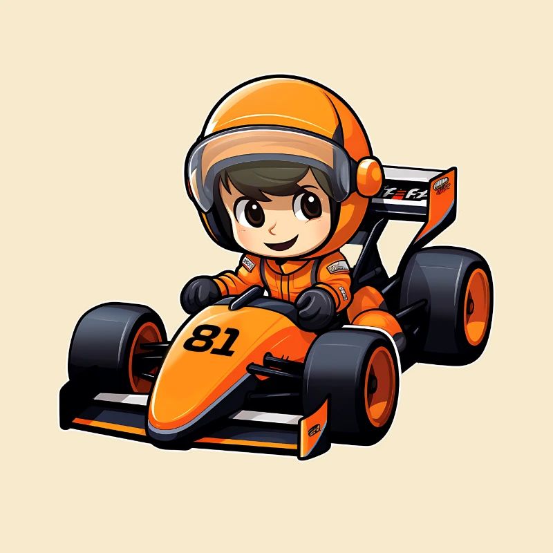 Racing Driver in Orange Car - 81 - Formula Car