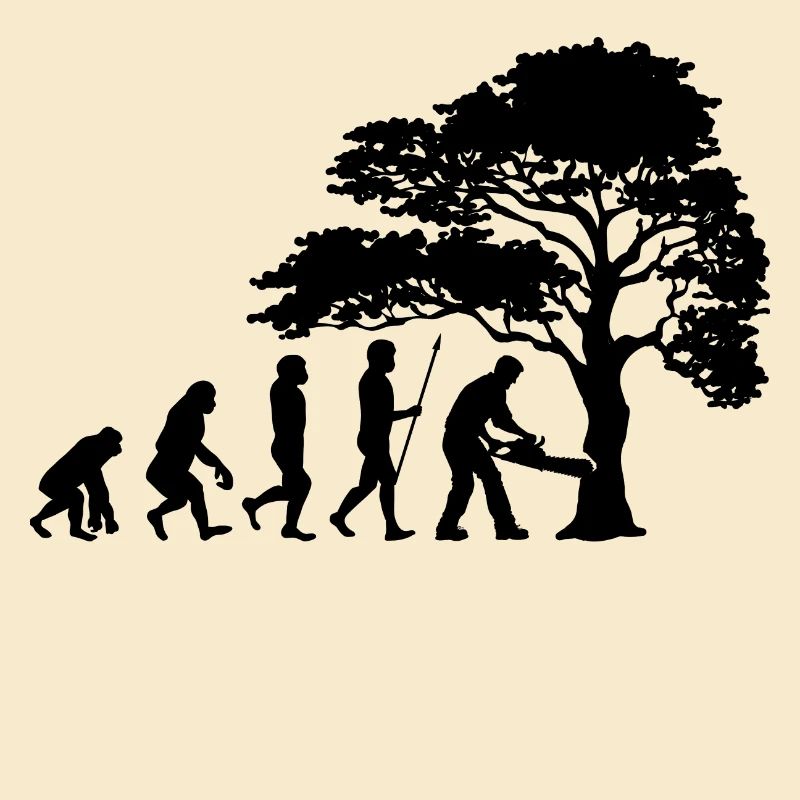 Holzfäller Baum Evolution Säge Sägespäne