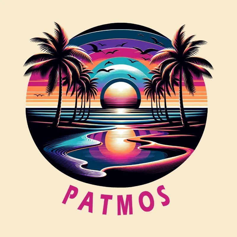 Patmos, Grèce, vacances, plage, coucher de soleil