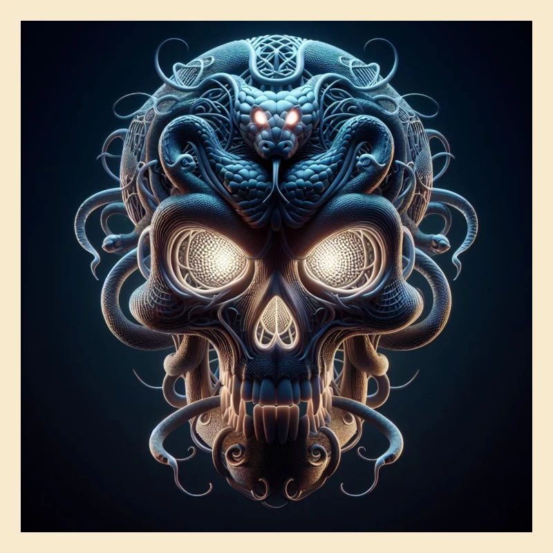 Schädel verschmolzen mit Snake 3D