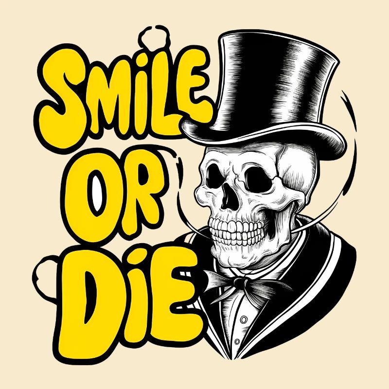 Gothic Skeleton with Hat and Color Text