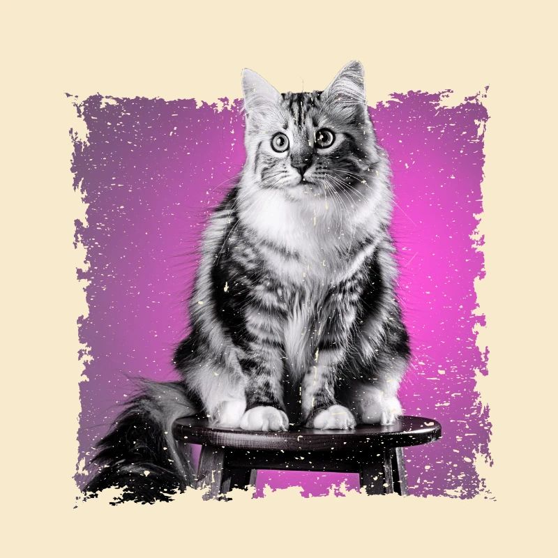 Cat Sitting on Stool | frayed edge