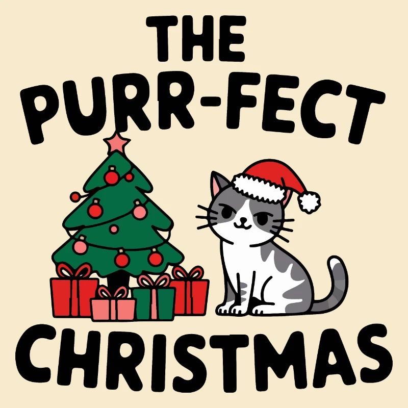 Festliche Katze mit Weihnachtsbaum