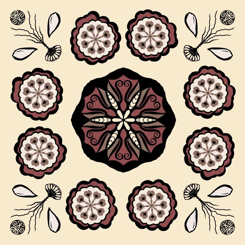 Dunkles Blütenmandala Muster