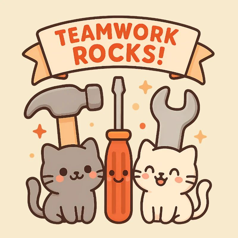 Teamwork Rocks – Niedliche Katzen mit Werkzeug