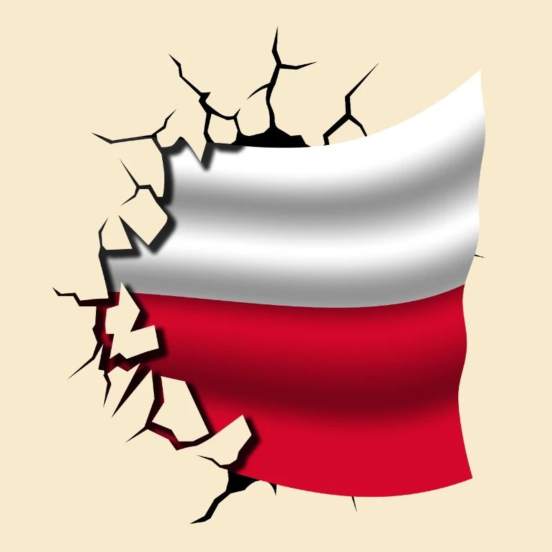 Drapeau de la Pologne - Pologne - Drapeau Broken Design