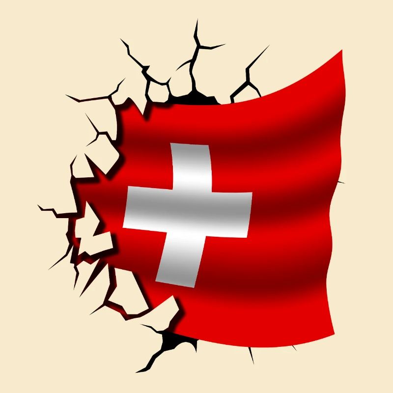 Drapeau de la Suisse - Suisse - Drapeau Broken Design