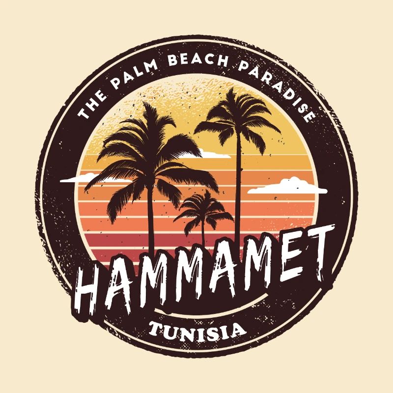 Hammamet Palm Trees Vintage Design