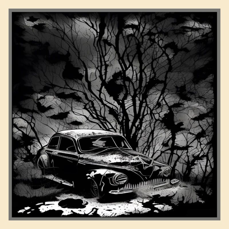 Dunkler Wald Oldtimer Illustration