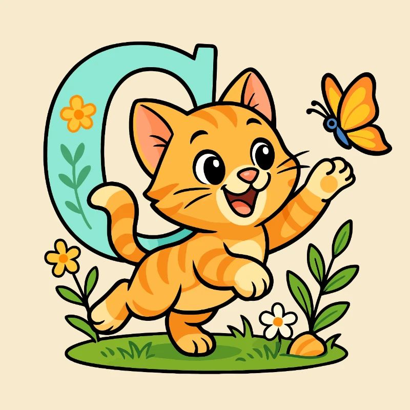 c comme... chat ! Design alphabet mignon