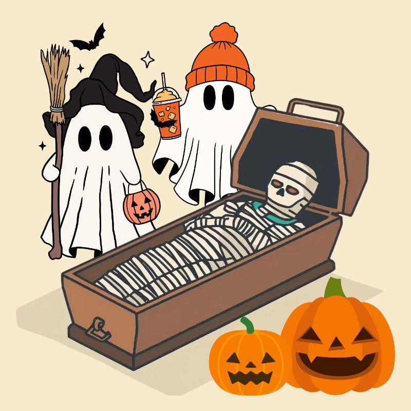 Fantômes d’Halloween effrayants et conception de squelettes