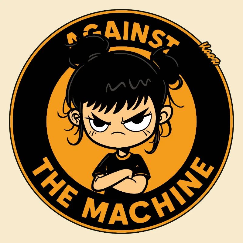 Fille rebelle contre la machine