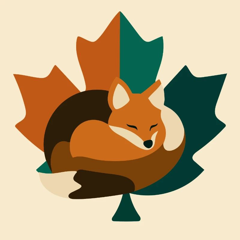Fuchs im Ahornblatt Design.