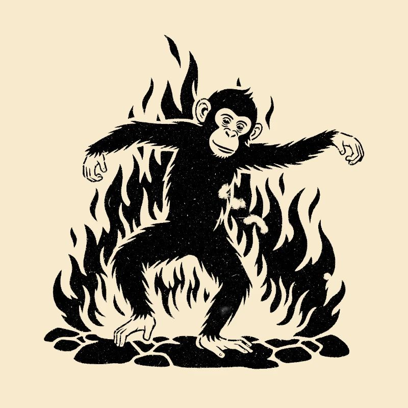 Monkey dancing around the fire