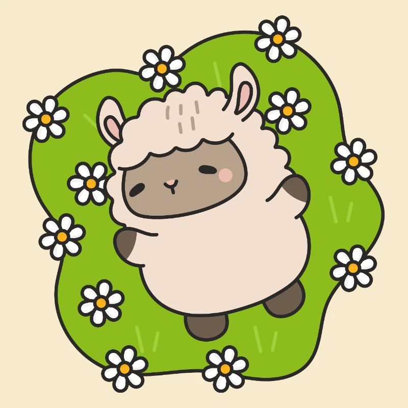Blühendes Lamm, das zwischen Gänseblümchen tanzt